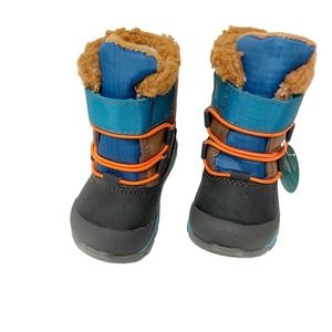 See Kai Run Gilman Waterproof Insulated Boots in Brown Blue Colorway size 4 NWT